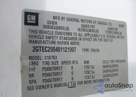 2009 GMC Sierra 1500 Sle from USA, damaged, VIN 2GTEC290491121997